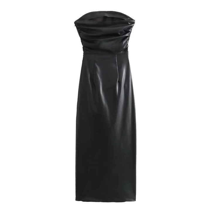 Solid Women Leather Dress