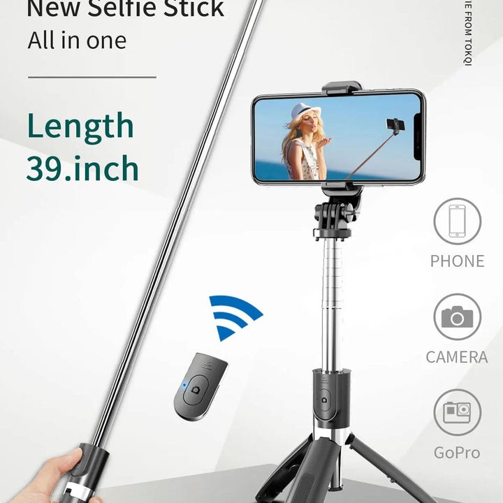 Bluetooth Selfie Stick with Mini Tripod Foldable