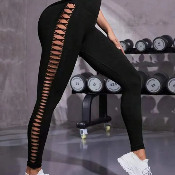 Sexy Hollow Black  Seamless Leggings Women