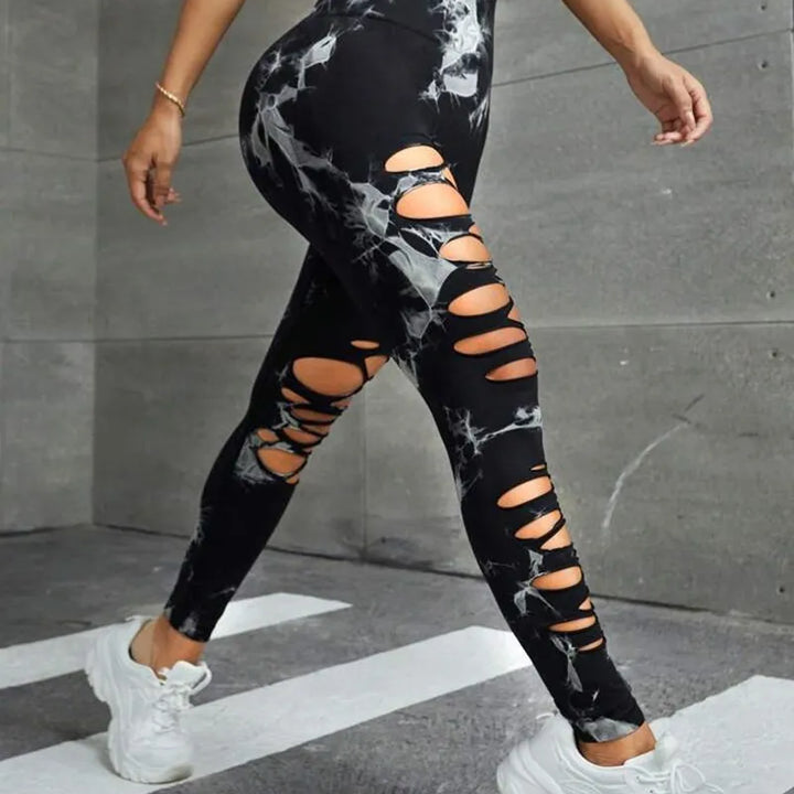 New Sexy Hollow Out Tie Dye Leggings Women