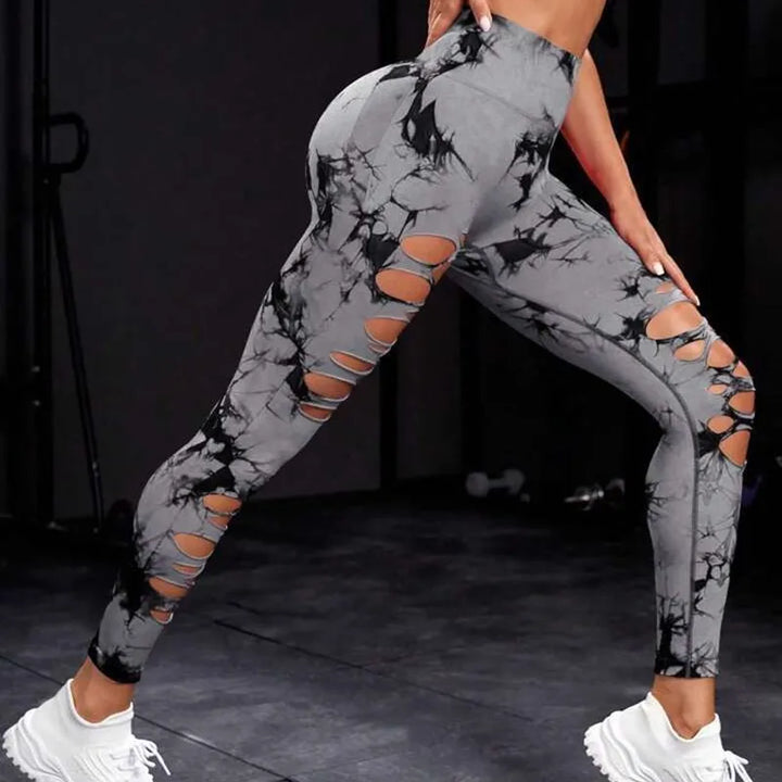 New Sexy Hollow Out Tie Dye Leggings Women