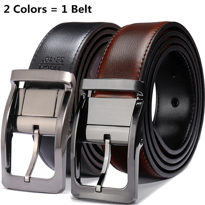 1Pcs Men's Genuine Leather Reversible