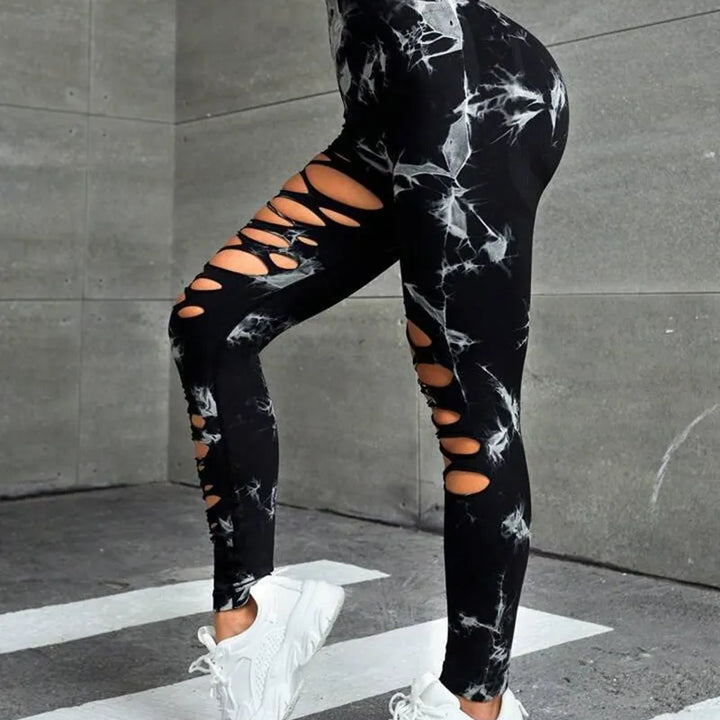 New Sexy Hollow Out Tie Dye Leggings Women