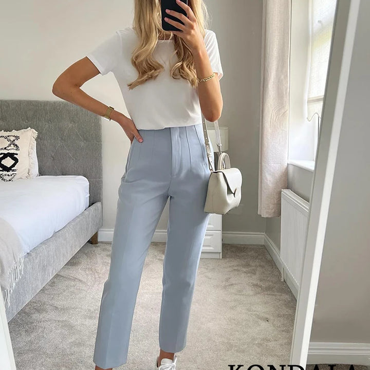 Light Blue Chic Straight Pants