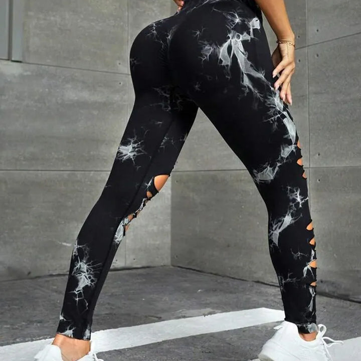 New Sexy Hollow Out Tie Dye Leggings Women