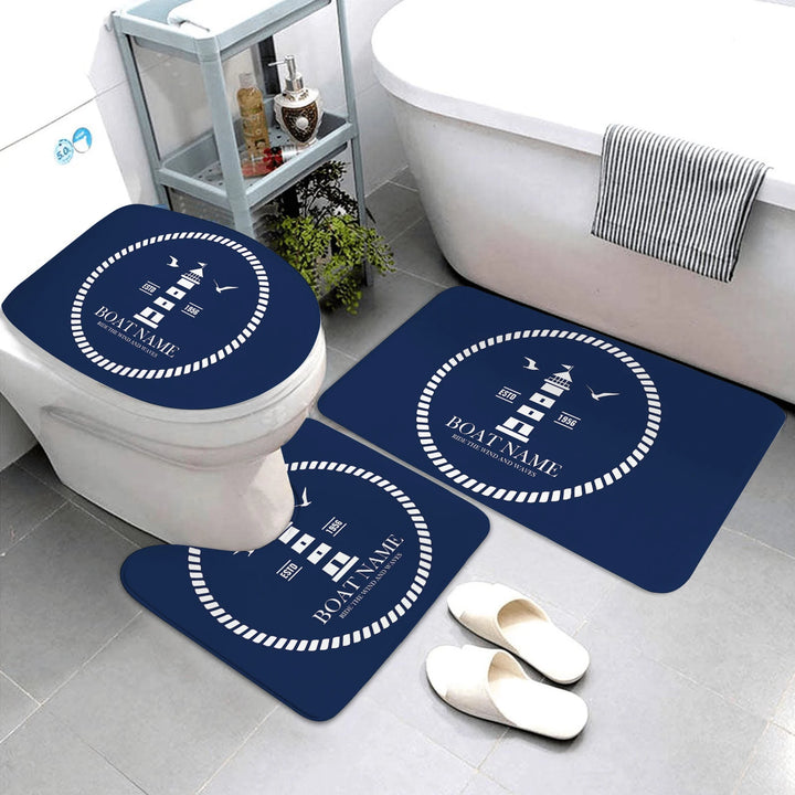 Nautical bathroom mat three-piece