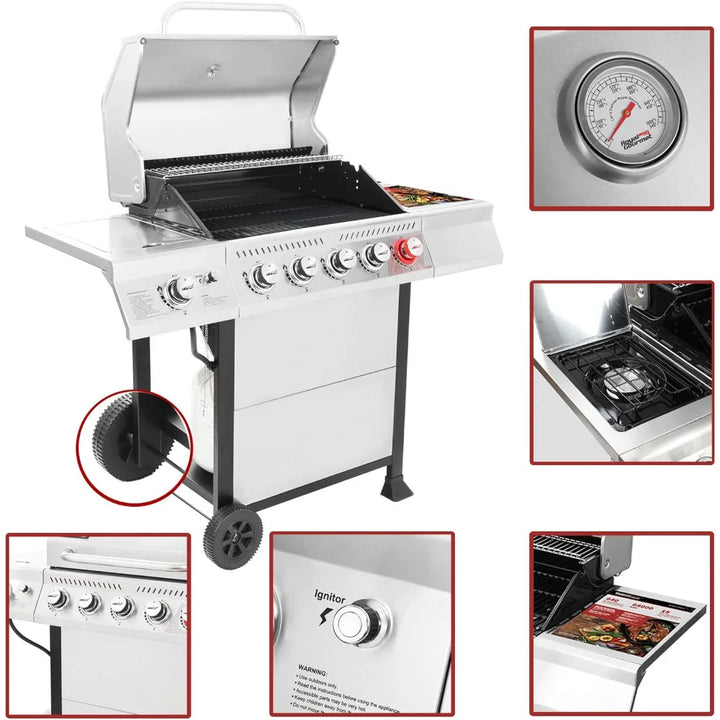 5-Burner BBQ Propane Grill Stainless Steel